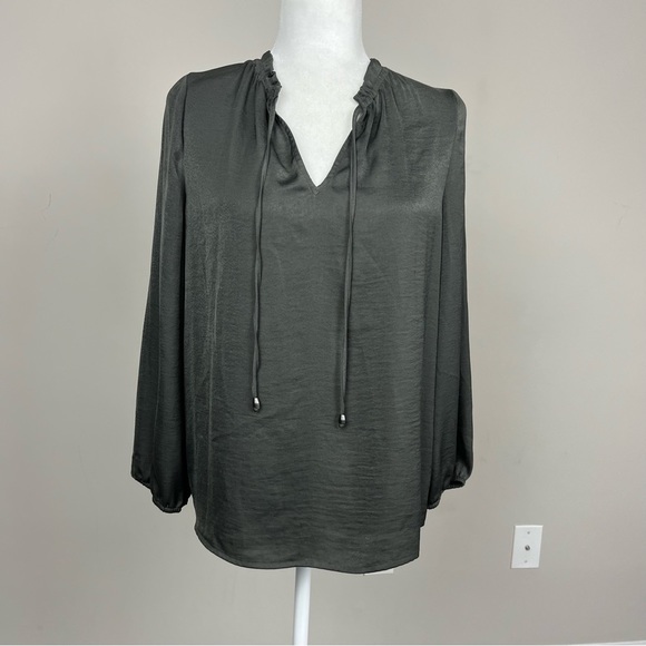 41 HAWTHORN LONG SLEEVE SILKY BLOUSE V-NECK SIZE SMALL CHARCOAL GREY - Picture 10 of 15